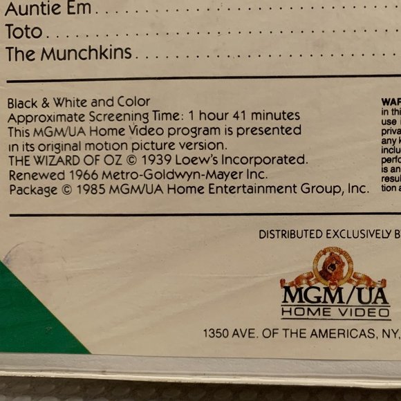 The Wizard of Oz Rare VHS (1985) MGM - Picture 7 of 9